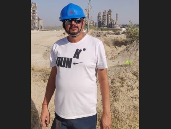 Ashay Shah on site at a cement manufacturing plant